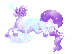 Size: 2048x1536 | Tagged: safe, artist:icarusdragons, derpibooru import, oc, oc only, oc:harmony (heilos), classical unicorn, pony, unicorn, cloven hooves, crystal hooves, curved horn, eyeshadow, female, flower, flower in hair, glowing cutie mark, horn, leonine tail, magic, makeup, mare, ponified, raised hoof, raised leg, running, simple background, smiling, solo, tail, transparent background, tree of harmony, unshorn fetlocks