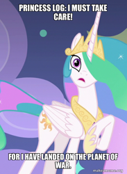 Size: 526x719 | Tagged: safe, derpibooru import, edit, edited screencap, screencap, princess celestia, horse play, caption, image macro, sing 2, text