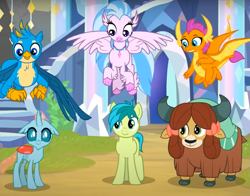 Size: 855x671 | Tagged: safe, derpibooru import, screencap, gallus, ocellus, sandbar, silverstream, smolder, yona, changedling, changeling, classical hippogriff, dragon, earth pony, griffon, hippogriff, pony, yak, uprooted, cropped, cute, diaocelles, diastreamies, gallabetes, sandabetes, smolderbetes, student six, treehouse of harmony, yonadorable