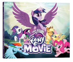 Size: 660x558 | Tagged: safe, derpibooru import, applejack, fluttershy, pinkie pie, rainbow dash, rarity, spike, twilight sparkle, twilight sparkle (alicorn), alicorn, dragon, earth pony, pegasus, pony, unicorn, my little pony: the movie, book cover, cover, cowboy hat, female, glowing, glowing horn, hat, horn, male, mane seven, mane six, mare, shipping, sparity, straight