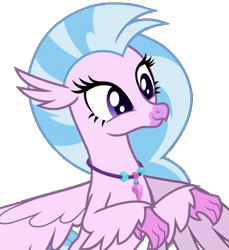 Size: 630x687 | Tagged: safe, derpibooru import, silverstream, classical hippogriff, hippogriff, school daze, cute, diastreamies, female, flying, happy, jewelry, looking to side, looking to the right, mare, necklace, pink skin, simple background, solo, transparent background