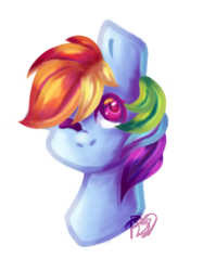 Size: 968x1216 | Tagged: safe, artist:prettyshinegp, derpibooru import, rainbow dash, pegasus, pony, bust, female, mare, one eye closed, signature, simple background, solo, transparent background, wink