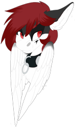 Size: 667x1134 | Tagged: safe, artist:missclaypony, derpibooru import, oc, oc only, pegasus, pony, bust, chains, collar, ear fluff, ears, pegasus oc, simple background, smiling, transparent background, wings