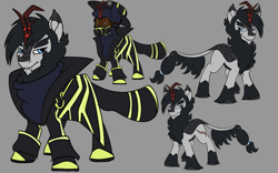 Size: 1920x1200 | Tagged: safe, artist:brainiac, derpibooru import, oc, oc:smoke screen, kirin, firefighter, male, reference sheet, solo