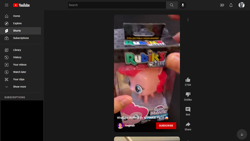 Size: 1366x768 | Tagged: safe, derpibooru import, pinkie pie, human, pony, my little pony: the movie, box, female, human male, logo, male, merchandise, my little pony logo, offscreen character, offscreen human, pokémon, solo, toy, umbreon, youtube, youtube link, youtube shorts