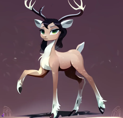 Size: 1024x978 | Tagged: safe, derpibooru import, editor:paracompact, generator:stable diffusion, machine learning assisted, oc, oc only, deer, reindeer, deer oc, doe, female, looking at you, reindeer oc, solo