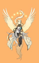 Size: 742x1200 | Tagged: safe, artist:qhsg3, derpibooru import, pegasus, pony, flying, solo, spread wings, wings
