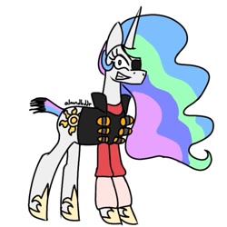 Size: 775x775 | Tagged: safe, artist:almondbudder, derpibooru import, princess celestia, pony, crossover, demoman, eyepatch, simple background, solo, white background