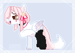 Size: 1177x829 | Tagged: safe, artist:arina-gremyako, derpibooru import, oc, oc only, pegasus, pony, choker, clothes, pegasus oc, pixel art, raised hoof, raised leg, socks, solo, wings