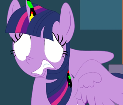 Size: 444x380 | Tagged: safe, artist:fasttoon, derpibooru import, twilight sparkle, twilight sparkle (alicorn), alicorn, pony, corrupted, dusk till dawn, error, female, glitch, horn, mare, pibby, sad, spread wings, wings, youtube link