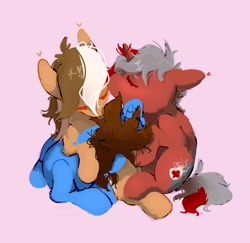 Size: 1711x1666 | Tagged: artist needed, safe, derpibooru import, oc, oc:heartstring fiddler, oc:speech bubble, pony, cuddle puddle, cuddling, old art, old cutie mark, polyamory, pony pile