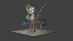 Size: 1280x720 | Tagged: safe, artist:plainoasis, derpibooru import, princess celestia, alicorn, pony, 3d, animated, blender, female, gif, happy, jewelry, looking at you, mare, open mouth, open smile, regalia, smiling, smiling at you, solo, spread wings, walk cycle, walking, wings