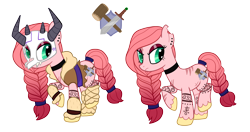 Size: 3228x1701 | Tagged: safe, artist:starrspice, derpibooru import, oc, oc only, oc:skarrlet, pony, barbarian, boots, choker, commission, dungeons and dragons, ear piercing, earring, eye scar, eyeshadow, facial scar, fantasy class, female, fur coat, helmet, jewelry, makeup, mare, pen and paper rpg, piercing, ponified, ponified oc, reference sheet, rpg, scar, shoes, simple background, skull, solo, tail, tail wrap, tattoo, transparent background, unshorn fetlocks