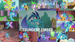Size: 1967x1105 | Tagged: safe, derpibooru import, edit, edited screencap, editor:quoterific, screencap, clever musings, princess ember, smolder, spike, starlight glimmer, strawberry scoop, summer breeze, summer meadow, thorax, twilight sparkle, twilight sparkle (alicorn), violet twirl, alicorn, changedling, changeling, dragon, celestial advice, gauntlet of fire, school daze, sweet and smoky, triple threat, armor, dragon egg, dragoness, egg, female, friendship student, hug, king thorax, twilight's castle