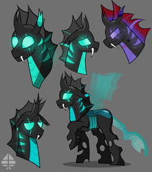 Size: 2648x3000 | Tagged: safe, artist:ectttan, derpibooru import, pharynx, thorax, bug pony, changedling, changeling, insect, blue eyes, brothers, changedling brothers, doodle, fangs, happy, king thorax, prince pharynx, purple changeling, redesign, sad, scar, siblings