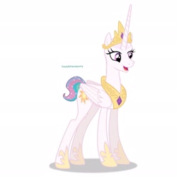 Size: 2048x2048 | Tagged: safe, artist:headshavepony, derpibooru import, princess celestia, alicorn, pony, bald, hairless, headshave, shaved head, shaved mane, simple background, solo, white background