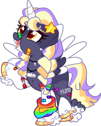 Size: 2009x2507 | Tagged: safe, artist:kurosawakuro, derpibooru import, oc, alicorn, pony, base used, clothes, female, leg warmers, magical lesbian spawn, mare, offspring, parent:derpy hooves, parent:twilight sparkle, parents:twerpy, simple background, solo, transparent background