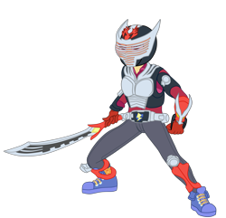 Size: 2919x2819 | Tagged: safe, artist:gmaplay, derpibooru import, flash sentry, better together, cheer you on, equestria girls, kamen rider, kamen rider dragon knight, kamen rider ryuki, simple background, solo, sword, transparent background, weapon