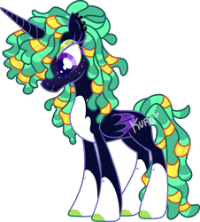 Size: 2688x2980 | Tagged: safe, artist:kurosawakuro, derpibooru import, oc, alicorn, pony, base used, female, magical lesbian spawn, mare, offspring, parent:nightmare moon, parent:tree hugger, simple background, solo, transparent background