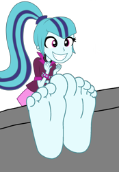 Size: 3261x4691 | Tagged: safe, artist:mixiepie, derpibooru import, sonata dusk, equestria girls, rainbow rocks, barefoot, clothes, cute, feet, female, fetish, foot fetish, foot focus, gem, happy, multicolored hair, ponytail, simple background, siren gem, skirt, smiling, soles, solo, sonatabetes, spiked wristband, stocks, toes, transparent background, vector, wristband