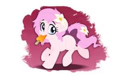Size: 4000x2480 | Tagged: safe, artist:dormin-dim, derpibooru import, oc, oc only, earth pony, pony, flower, flower in hair, flower in tail, food, ice cream, simple background, solo, tail, transparent background
