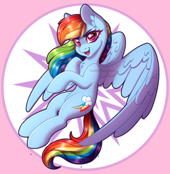 Size: 3000x3069 | Tagged: safe, artist:lady--banshee, derpibooru import, rainbow dash, pegasus, pony, backwards cutie mark, eyebrows, female, flying, mare, simple background, solo