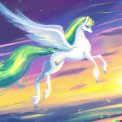 Size: 1024x1024 | Tagged: safe, derpibooru import, machine learning generated, princess celestia, alicorn, pony, cloud, dall-e 2, female, flying, mare, realistic horse legs, spread wings, sunset, wings