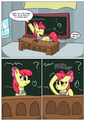 Size: 1400x2000 | Tagged: safe, artist:begoliah, derpibooru import, apple bloom, earth pony, pony, comic:crusaders, book, classroom, comic, dialogue, female