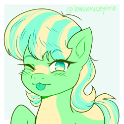 Size: 1400x1400 | Tagged: safe, artist:lonesomecryptid, derpibooru import, oc, oc only, earth pony, bust, green eyes, icon, portrait, simple background, solo