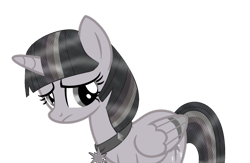 Size: 1108x721 | Tagged: safe, artist:jamsa49, artist:princesslilybrush, derpibooru import, twilight sparkle, twilight sparkle (alicorn), alicorn, pony, base used, discorded, discorded twilight, female, horn, jewelry, mare, necklace, sad, simple background, transparent background, twilight tragedy, wings