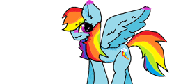 Size: 1212x585 | Tagged: safe, artist:dashieacid, derpibooru import, rainbow dash, pegasus, pony, blushing, female, heart, heart eyes, mare, multicolored hair, rainbow hair, simple background, smiling, spread wings, white background, wingding eyes, wings