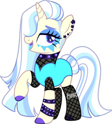 Size: 1853x2056 | Tagged: safe, artist:kurosawakuro, derpibooru import, oc, oc only, pony, unicorn, base used, clothes, ear piercing, earring, female, fishnet stockings, jewelry, leotard, magical lesbian spawn, mare, offspring, parent:coloratura, parent:vinyl scratch, piercing, simple background, solo, transparent background