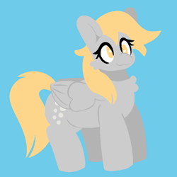 Size: 800x800 | Tagged: safe, artist:myahster, derpibooru import, derpy hooves, pegasus, pony, blue background, heart, heart eyes, simple background, solo, wingding eyes