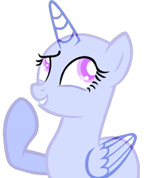 Size: 592x720 | Tagged: safe, artist:lilith1light, derpibooru import, oc, oc only, alicorn, pony, alicorn oc, base, bust, eyelashes, female, grin, horn, mare, raised hoof, raised leg, simple background, smiling, solo, transparent background, wings