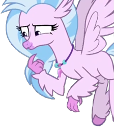 Size: 743x829 | Tagged: safe, derpibooru import, edit, edited screencap, screencap, silverstream, classical hippogriff, hippogriff, school daze, background removed, female, flying, looking to side, looking to the left, pink skin, png, simple background, solo, transparent background