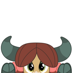 Size: 10000x10000 | Tagged: safe, artist:ponygamer2020, derpibooru import, part of a set, yona, yak, absurd resolution, cloven hooves, cute, female, looking at you, peekaboo, peeking, simple background, solo, soon, transparent background, vector, yonadorable