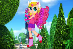 Size: 3000x2000 | Tagged: safe, artist:toybonnie54320, artist:user15432, derpibooru import, human, equestria girls, barely eqg related, base used, boots, clothes, colored wings, crossover, crown, dress, equestria girls style, equestria girls-ified, fairy, fairy princess, fairy wings, fairyized, fingerless gloves, flower, flower in hair, gloves, gradient wings, high heel boots, high heels, hylian, jewelry, magic wand, mythix, pink wings, princess zelda, regalia, rose, shoes, smiling, sparkly wings, strapless, the legend of zelda, toon zelda, tree, wings, winx, winx club, winxified