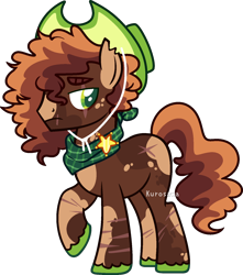 Size: 1424x1609 | Tagged: safe, artist:kurosawakuro, derpibooru import, oc, oc only, earth pony, pony, base used, hat, male, offspring, parent:applejack, parent:cheese sandwich, parents:cheesejack, simple background, solo, stallion, transparent background