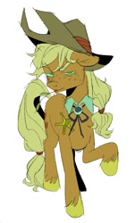 Size: 680x1125 | Tagged: safe, artist:chunkysoup22, derpibooru import, applejack, earth pony, pony, cigarette, lidded eyes, looking at you, sheriff, sheriff's badge, simple background, smoking, solo, straw in mouth, unamused, white background