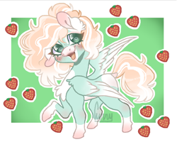 Size: 1206x966 | Tagged: safe, derpibooru import, oc, oc only, anthro, pegasus, pony, food, solo, strawberry