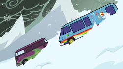 Size: 1000x559 | Tagged: safe, artist:thatradhedgehog, derpibooru import, equestria girls, gmc motorhome, racing, the dazzlings tour bus, the rainbooms tour bus, volkswagen, volkswagen bus