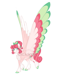 Size: 3500x4000 | Tagged: safe, artist:gigason, derpibooru import, oc, oc:strawberry rose, pegasus, pony, colored wings, female, mare, multicolored wings, obtrusive watermark, simple background, solo, transparent background, watermark, wings