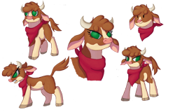 Size: 1500x960 | Tagged: safe, artist:swasfews, derpibooru import, arizona cow, cow, them's fightin' herds, angry, bandana, cloven hooves, community related, female, no pupils, simple background, solo, standing, transparent background