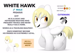 Size: 2064x1457 | Tagged: safe, artist:mochi_nation, derpibooru import, oc, oc only, oc:white hawk, pegasus, pony, commission, male, reference sheet, simple background, stallion, text, white background