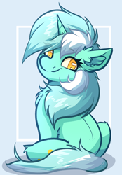 Size: 2112x3032 | Tagged: safe, artist:witchtaunter, derpibooru import, lyra heartstrings, pony, unicorn, amogus, among us, cannot unsee, chest fluff, cute, ear fluff, ears, female, fluffy, l.u.l.s., looking at you, looking back, looking back at you, lyrabetes, mare, meme, no pupils, sitting, smiling, solo, when you see it