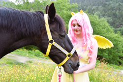 Size: 6000x4000 | Tagged: safe, artist:shadeila, artist:themoonraven, derpibooru import, fluttershy, horse, human, clothes, cosplay, costume, dress, irl, irl human, photo, solo