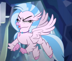 Size: 807x688 | Tagged: safe, derpibooru import, screencap, silverstream, classical hippogriff, hippogriff, what lies beneath, cropped, faic, female, jewelry, necklace, solo