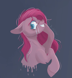 Size: 1495x1620 | Tagged: safe, artist:ie nebulizer, derpibooru import, pinkie pie, earth pony, pony, crying, female, mare, pinkamena diane pie, simple background, solo