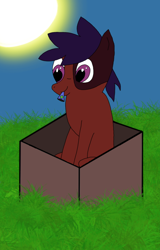 Size: 768x1199 | Tagged: safe, artist:darkderp, derpibooru import, oc, oc:mony caalot, earth pony, box, cute, kazoo, musical instrument, sitting