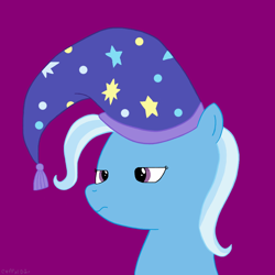 Size: 950x950 | Tagged: safe, artist:ceffyl-dŵr, derpibooru import, trixie, unicorn, hat, nightcap, solo